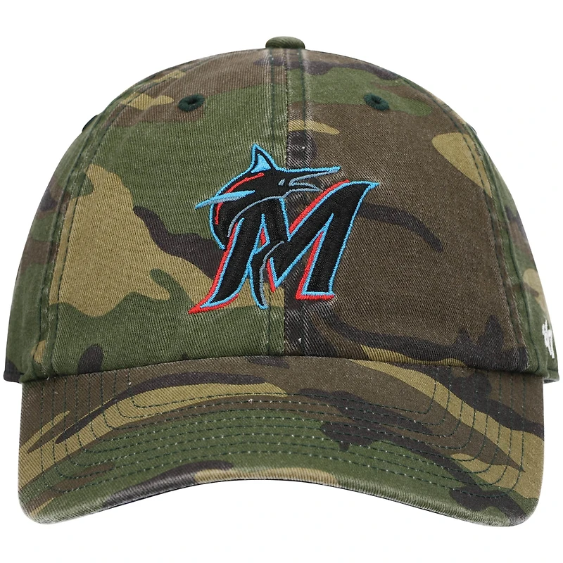 Casquette réglable '47 Camo Miami Marlins Team Clean Up pour homme