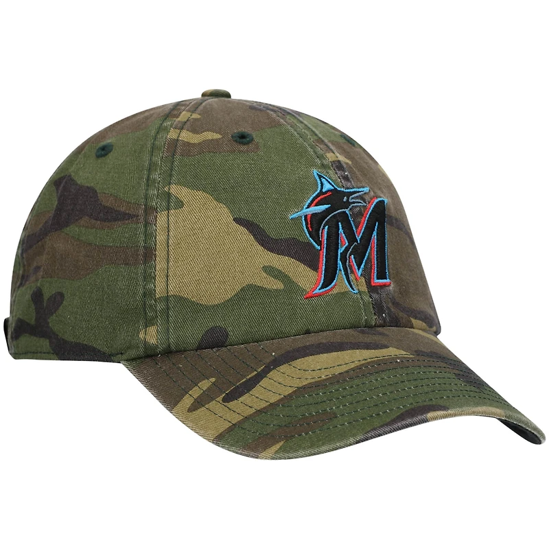 Casquette réglable '47 Camo Miami Marlins Team Clean Up pour homme