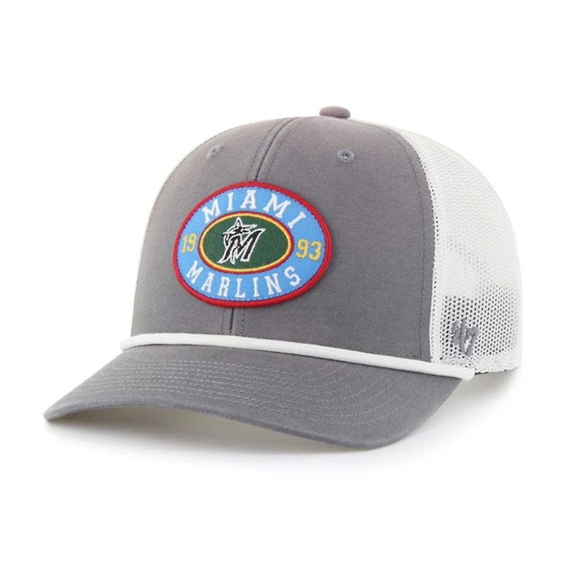 Men's '47 Gray/White Miami Marlins Tide Sweep Rope Trucker Adjustable Hat