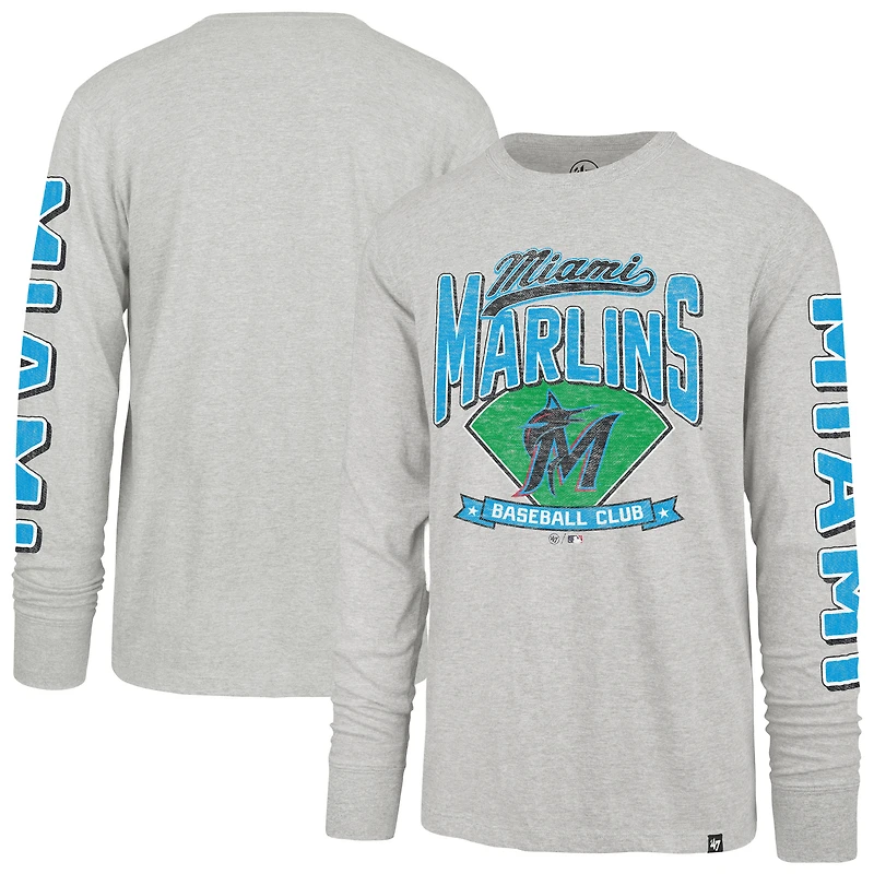 Men's '47 Gray Miami Marlins Fair Ball Franklin Long Sleeve T-Shirt