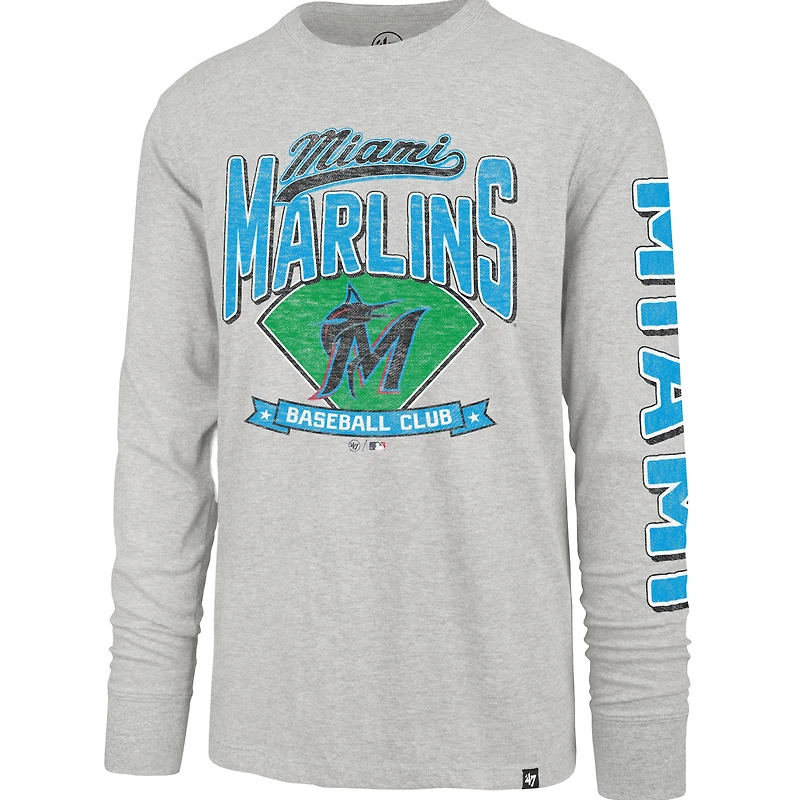 Men's '47 Gray Miami Marlins Fair Ball Franklin Long Sleeve T-Shirt