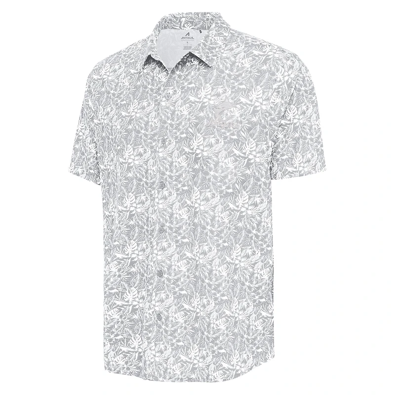 Chemise boutonnée Antigua grise pour homme, motif Miami Marlins Resort