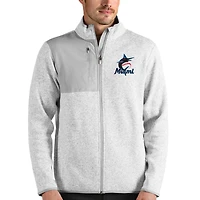 Veste zippée intégrale Antigua Fortune Miami Marlins gris chiné pour homme