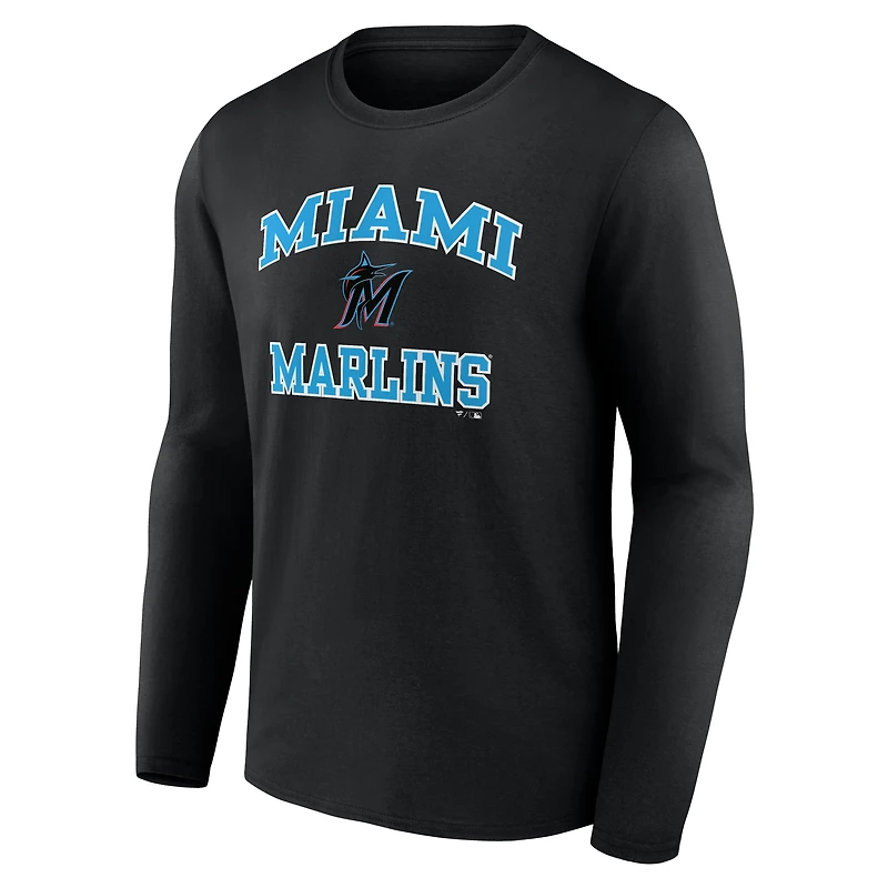 T-shirt à manches longues Heart & Soul des Marlins de Miami pour homme, noir