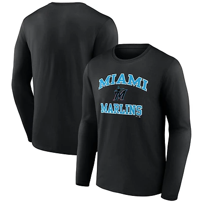 Men's  Black Miami Marlins Heart & Soul Long Sleeve T-Shirt