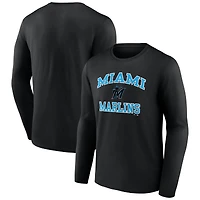 Men's  Black Miami Marlins Heart & Soul Long Sleeve T-Shirt