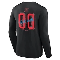 T-shirt à manches longues noir pour homme Miami Marlins Hustle personnalisé avec nom et numéro