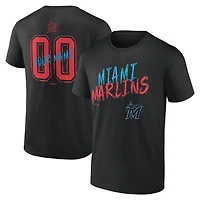 Men's Black Miami Marlins  Hustle Personalized Name & Number T-Shirt