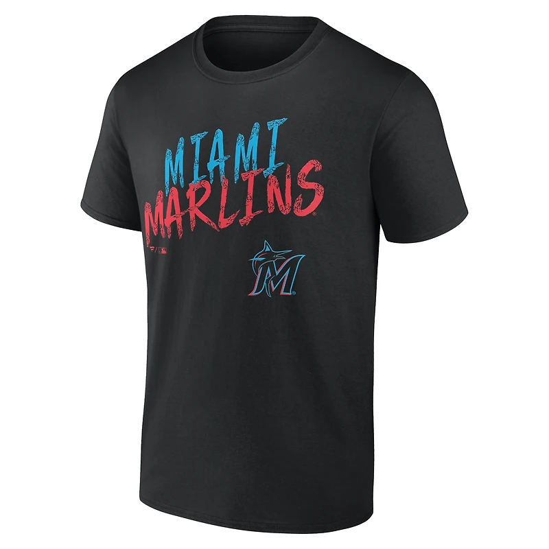 Men's Black Miami Marlins  Hustle Personalized Name & Number T-Shirt
