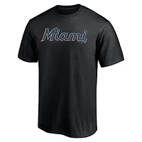 T-shirt noir pour homme avec logo officiel des Marlins de Miami