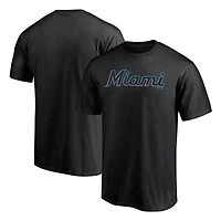 Men's  Black Miami Marlins Official Wordmark T-Shirt