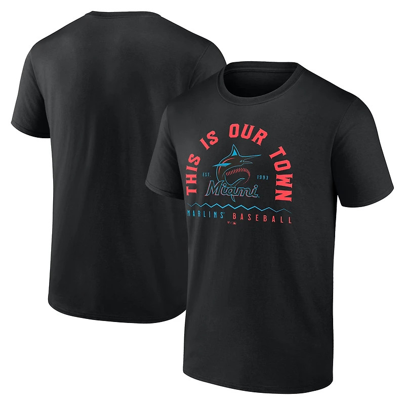 Men's  Black Miami Marlins Our Town T-Shirt