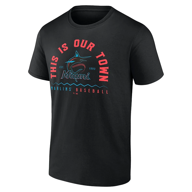 Men's Black Miami Marlins Our Town T-Shirt