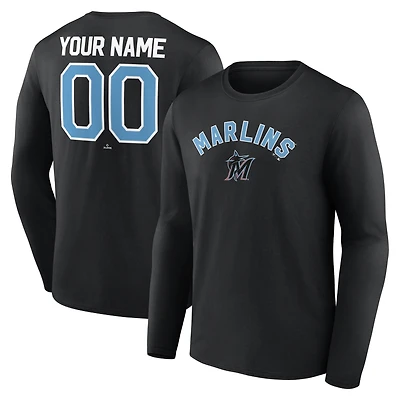 T-shirt à manches longues personnalisé noir pour homme des Miami Marlins Winning Streak