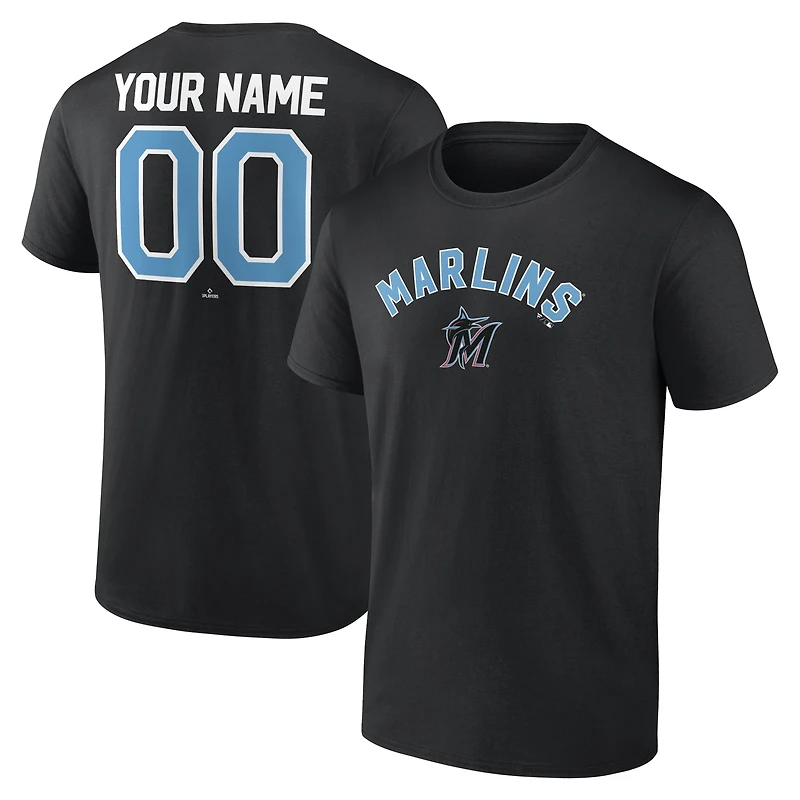 Men's Black Miami Marlins Winning Streak Custom T-Shirt