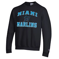 Men's Champion  Black Miami Marlins Heart & Soul Powerblend Sweatshirt