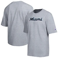 T-shirt Champion gris Miami Marlins All Star en chenille avec logo