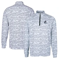 Men's Cutter & Buck Charcoal Miami Marlins Big Tall Traverse Camo Print Stretch Quarter-Zip Pullover Top
