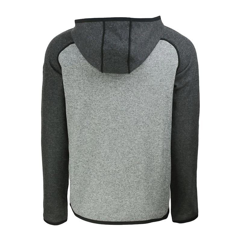 Men's Cutter & Buck Heather Charcoal/Heather Gray Miami Marlins Mainsail Full-Zip Hooded Jacket