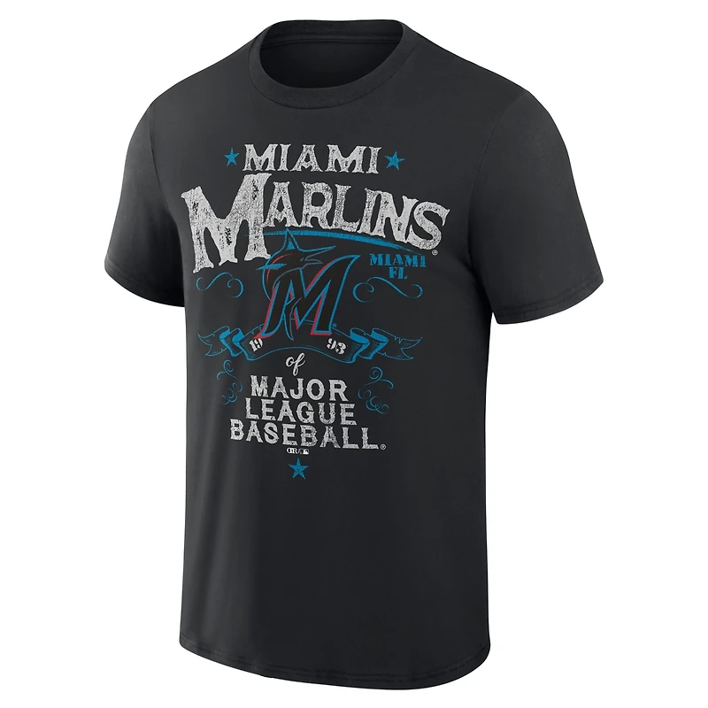 Collection Darius Rucker pour homme par Fanatics T-shirt Miami Marlins Beach Splatter noir
