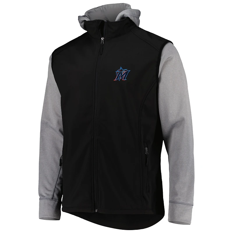 Men's Dunbrooke Black/Heather Gray Miami Marlins Alpha Full-Zip Jacket