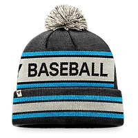 Bonnet en tricot à revers avec slogan Fanatics pour hommes, noir/naturel, Miami Marlins Hometown, avec pompon