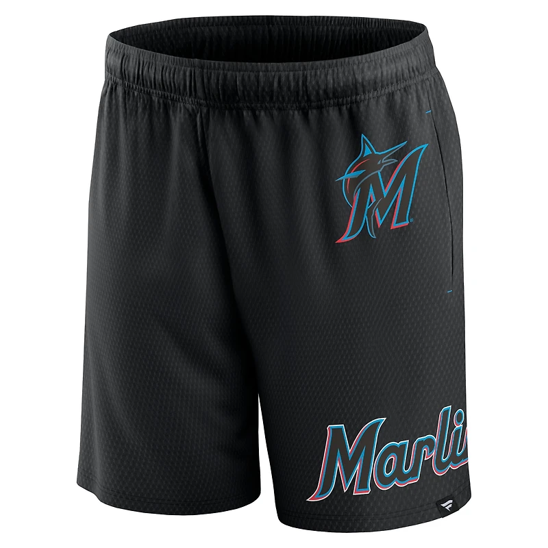 Short en maille Clincher Miami Marlins Fanatics noir pour hommes