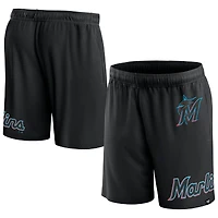 Short en maille Clincher Miami Marlins Fanatics noir pour hommes