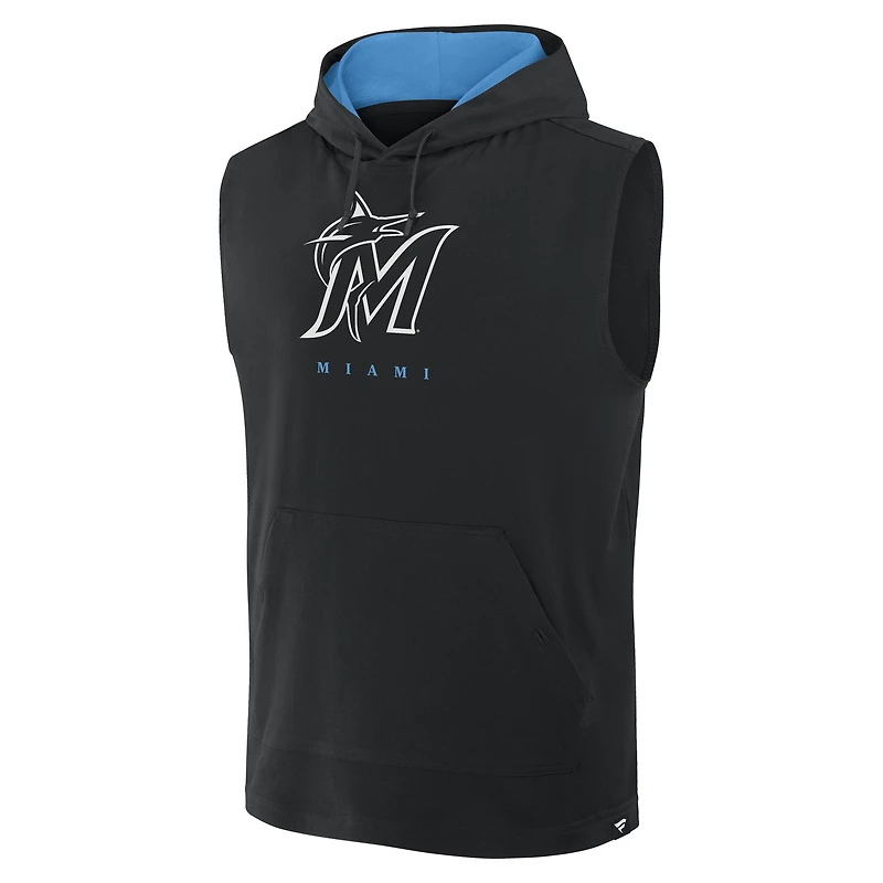 Sweat à capuche sans manches Fire Speed ​​des Marlins de Miami pour homme, noir, Fanatics