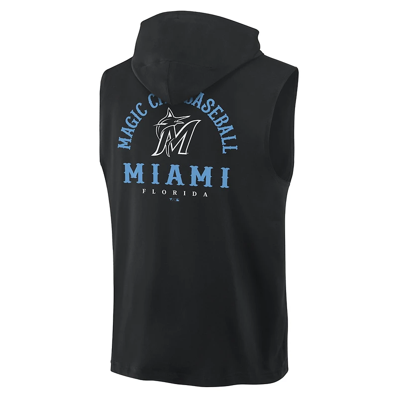 Men's Fanatics Black Miami Marlins Fire Speed Sleeveless Pullover Hoodie