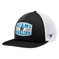 Casquette Snapback de camionneur noire Fanatics Miami Marlins en mousse avec patch sur le devant pour hommes