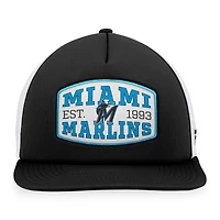 Casquette Snapback de camionneur noire Fanatics Miami Marlins en mousse avec patch sur le devant pour hommes