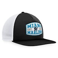 Casquette Snapback de camionneur noire Fanatics Miami Marlins en mousse avec patch sur le devant pour hommes