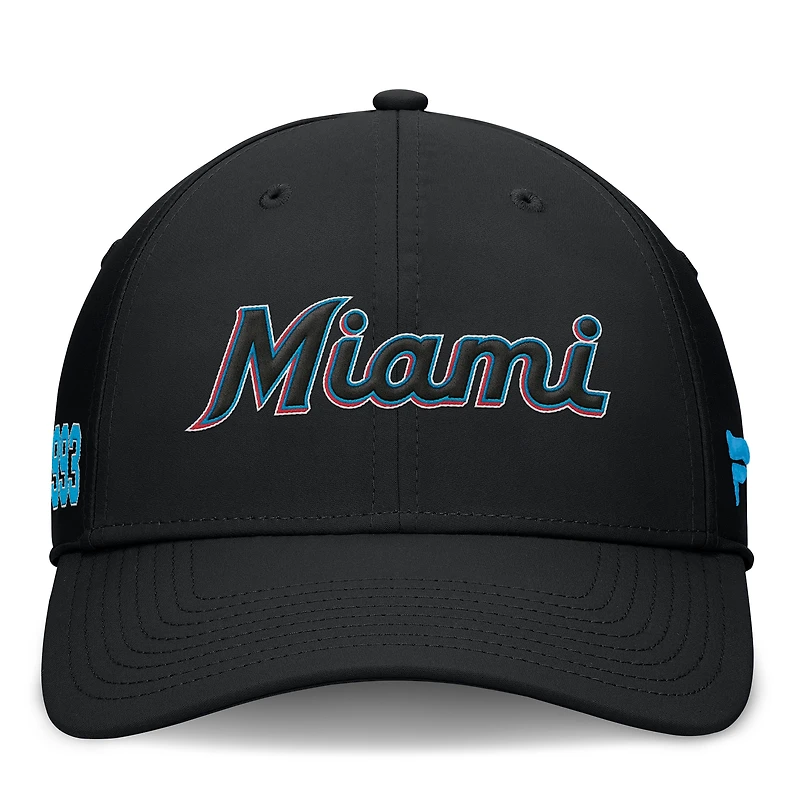 Casquette Fanatics noire pour homme Miami Marlins Fundamental Tag Flex