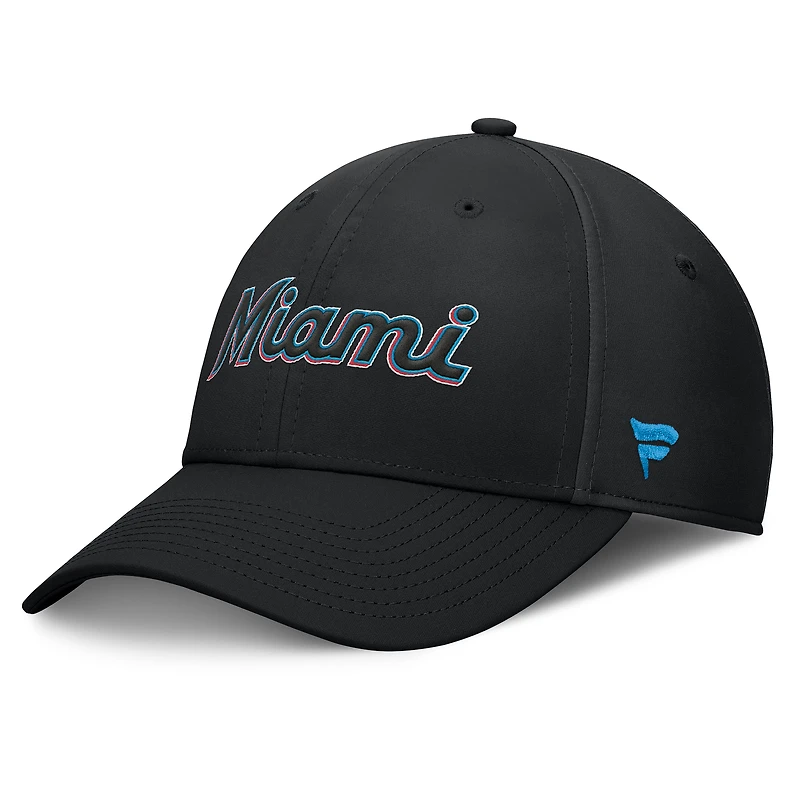 Casquette Fanatics noire pour homme Miami Marlins Fundamental Tag Flex
