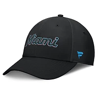 Casquette Fanatics noire pour homme Miami Marlins Fundamental Tag Flex