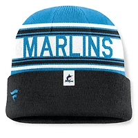 Men's Fanatics Black Miami Marlins Fundamental Team Stripe Cuffed Knit Hat
