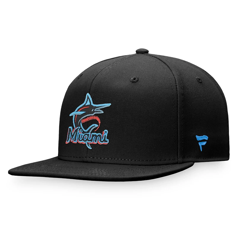 Men's Fanatics Black Miami Marlins Iconic Team Patch Fitted Hat