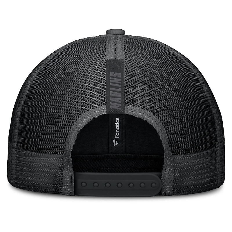 Casquette de camionneur ajustable noire Fanatics pour hommes des Marlins de Miami