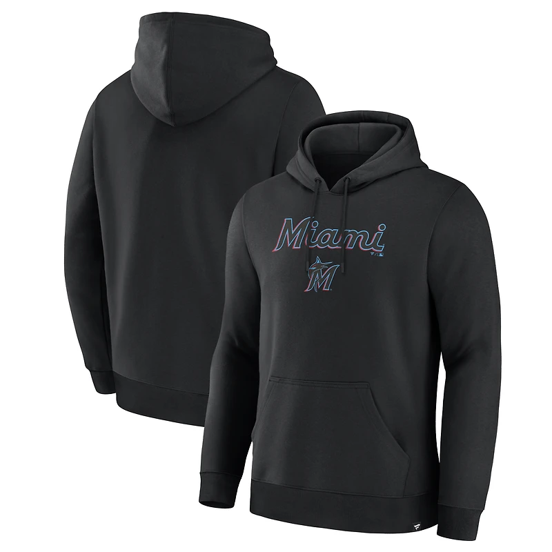 Sweat à capuche Fanatics noir Miami Marlins Lock-Up Legacy pour homme