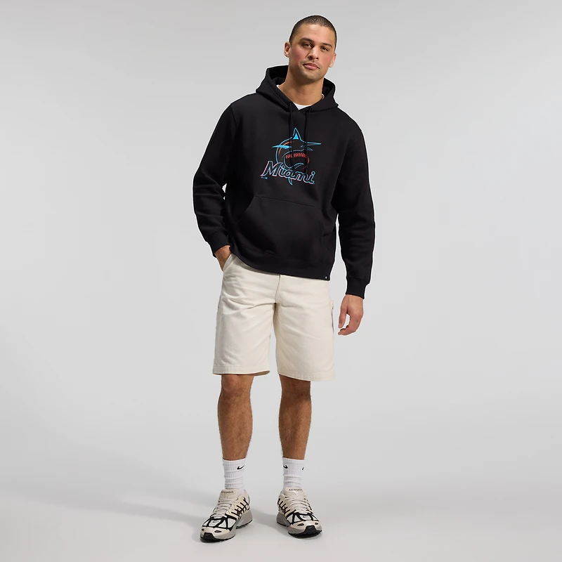 Sweat à capuche Fanatics noir pour homme, logo principal des Miami Marlins, style Legacy