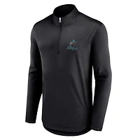 Men's Fanatics Black Miami Marlins Quarterback Quarter-Zip Top