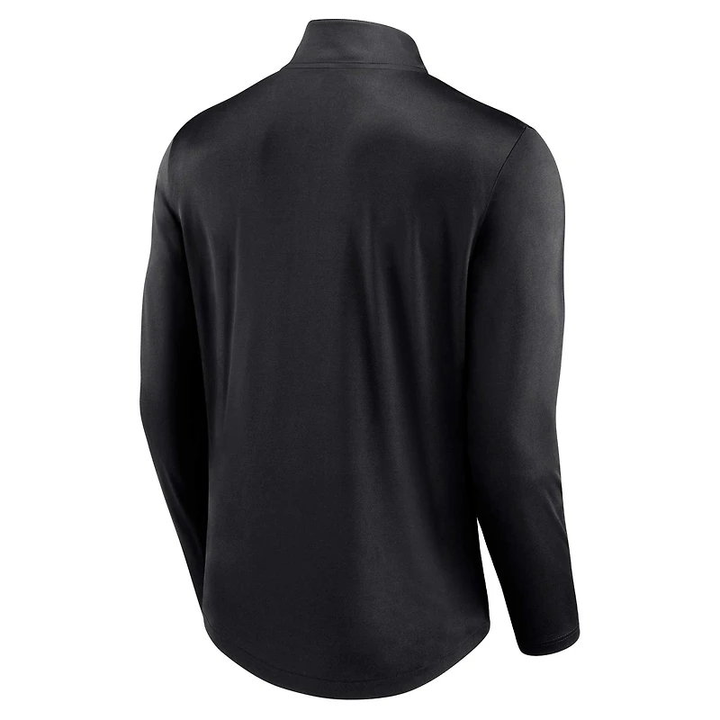 Men's Fanatics Black Miami Marlins Quarterback Quarter-Zip Top