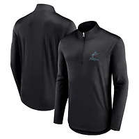 Men's Fanatics Black Miami Marlins Quarterback Quarter-Zip Top