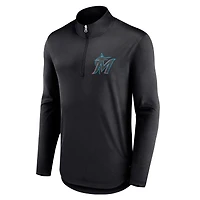 Men's Fanatics Black Miami Marlins Tough Minded Lightweight Quarter-Zip Pullover