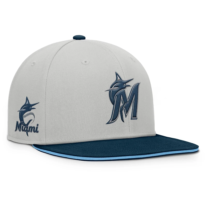 Casquette snapback grise Fanatics des Miami Marlins pour homme