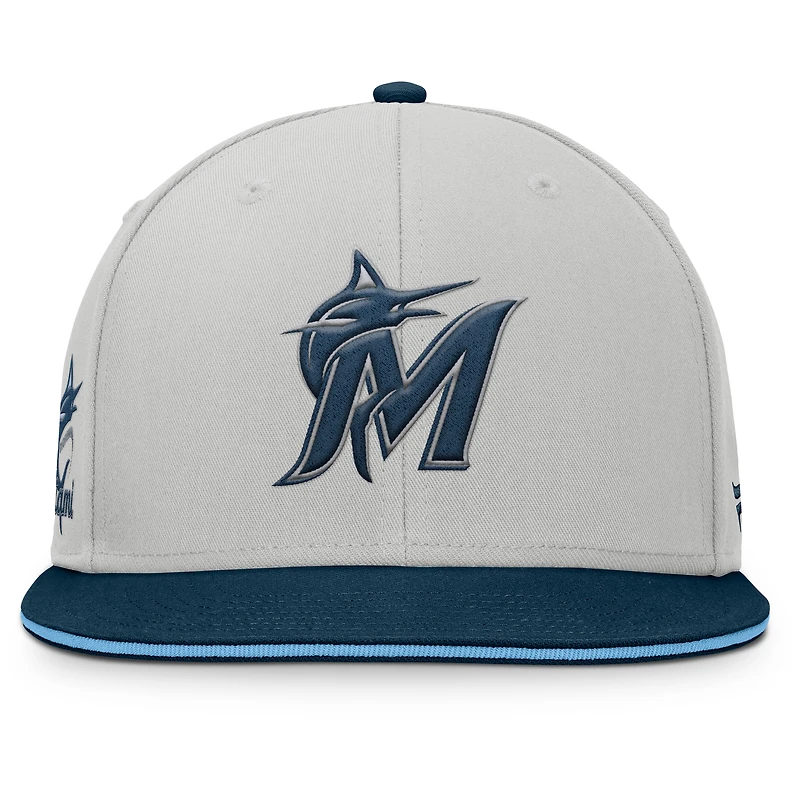Casquette snapback grise Fanatics des Miami Marlins pour homme