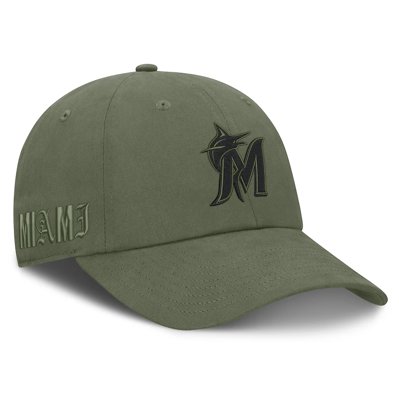 Casquette ajustable Fanatics Olive Miami Marlins Pine Rider pour homme