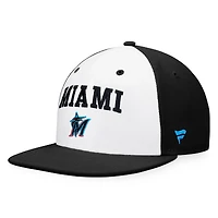 Casquette ajustée à blocs de couleurs emblématiques Miami Marlins Fanatics blanc/noir pour hommes
