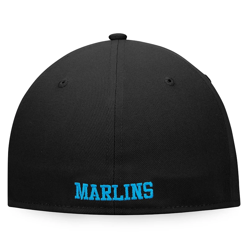 Casquette ajustée à blocs de couleurs emblématiques Miami Marlins Fanatics blanc/noir pour hommes